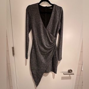NWOT Silver Asymmetrical Bodycon Dress